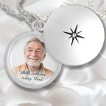 Walk with me today, Dad! Wedding, Photo, Memorial  Locket Necklace<br><div class="desc">"Walk with me today, Dad!" Personalized, Photo, Text, Wedding Memorial Locket Necklace. Personalizing this pendant is quick and easy – simply upload your favourite photo, edit the text if desired, and you're done in under a minute! Keep the memory of a loved one close on your wedding day with our...</div>