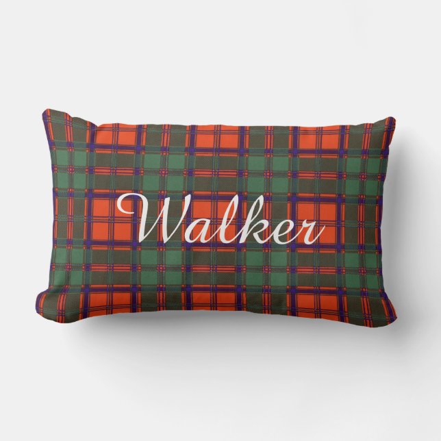 Walker clan Plaid Scottish kilt tartan Lumbar Pillow (Front)