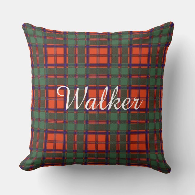 Walker clan Plaid Scottish kilt tartan Throw Pillow (Front)