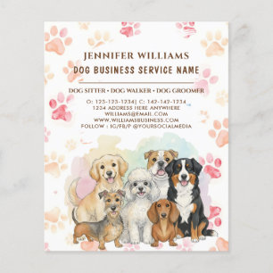 Walker Pet Sitting Business Watercolor Dog Paw Flyer
