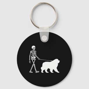 Walking A Newfoundland Dog Halloween Outfit Keychain