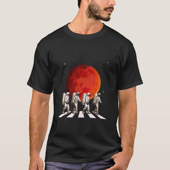 Walking Astronauts Space Planets Space Galaxy T-Shirt (Front)
