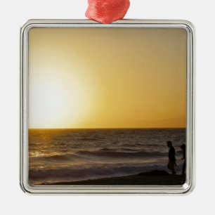 Walking at Sunset Metal Ornament
