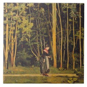 Walking at the Forest Edge (by Ferdinand Hodler) Tile