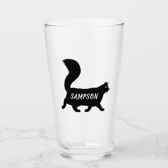 Walking Black Cat | Cool Kitty Lover's Custom Glass (Front)