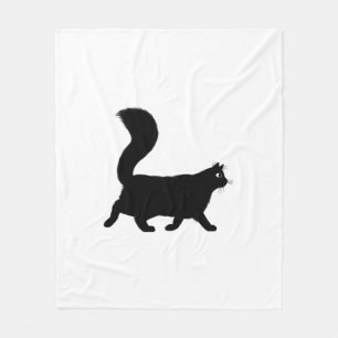 Walking Black Cat   Cool Kitty with Fluffy Tail Fleece Blanket