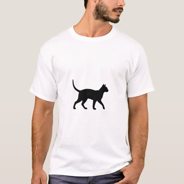  Walking Black Cat Silhouette T-Shirt (Front)