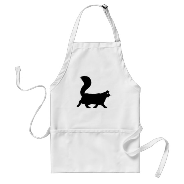 Walking Black Cat with Long Fluffy Tail Standard Apron (Front)