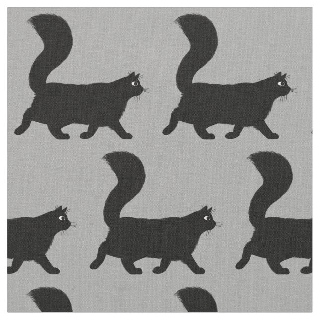 Walking Black Cats Pattern | Cool Kitty Lover's Fabric (Close Up)