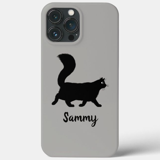 Walking Black Kitty Cat with Custom Text  Case-Mate iPhone Case (Back)