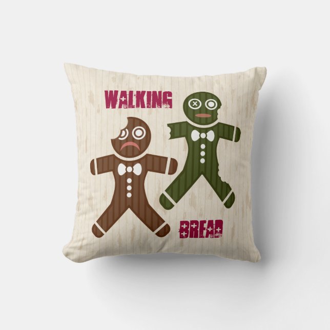 Walking Bread Throw Pillow (Front)