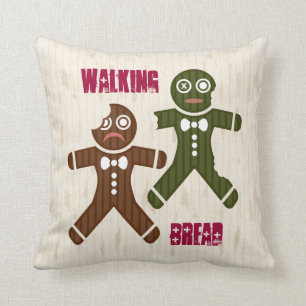 Walking Bread Throw Pillow