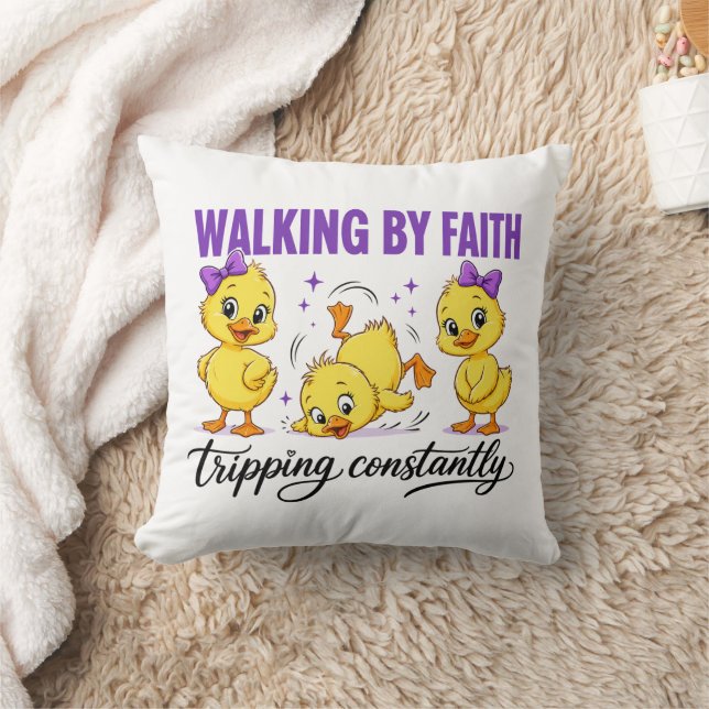 Walking By Faith Ducks Throw Pillow (Blanket)