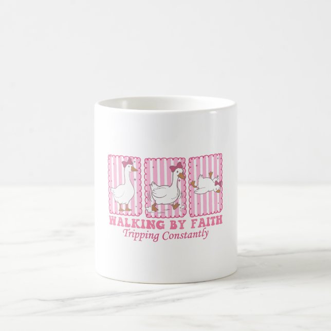 Walking By Faith Tripping Constantly Funny Clumsy Coffee Mug (Center)
