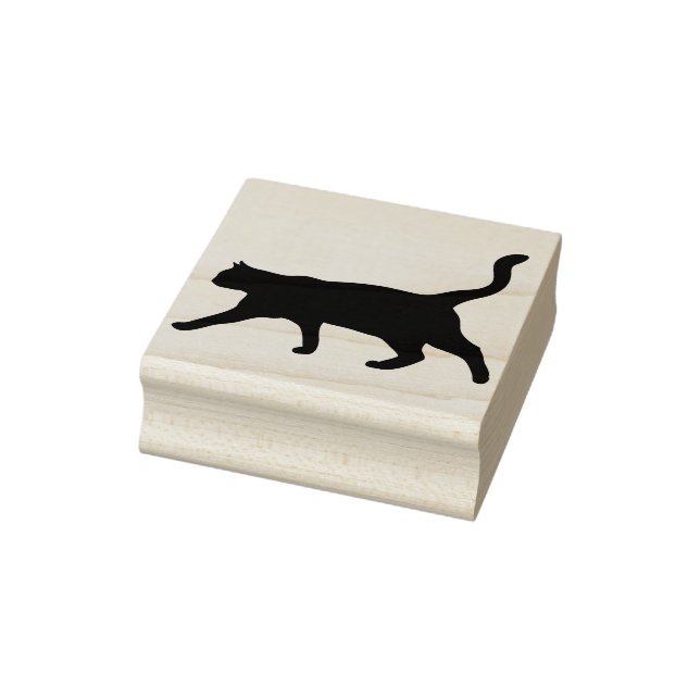 walking cat silhouette art stamp (Stamp)