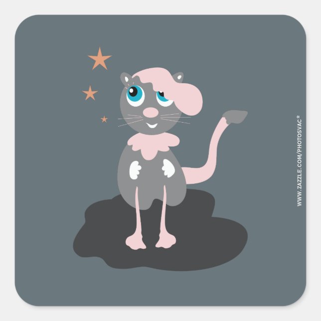 Walking Cat Square Sticker (Front)