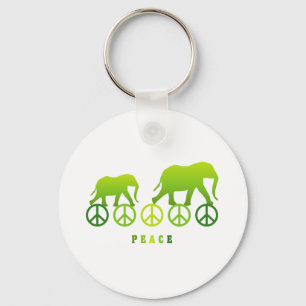 Walking Elephants in Peace Keychain