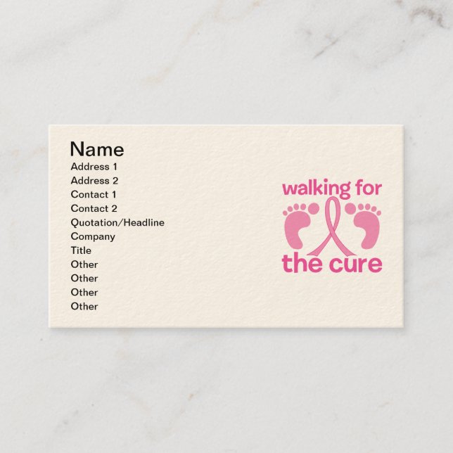 Walking For The Cure Business Card (Front)
