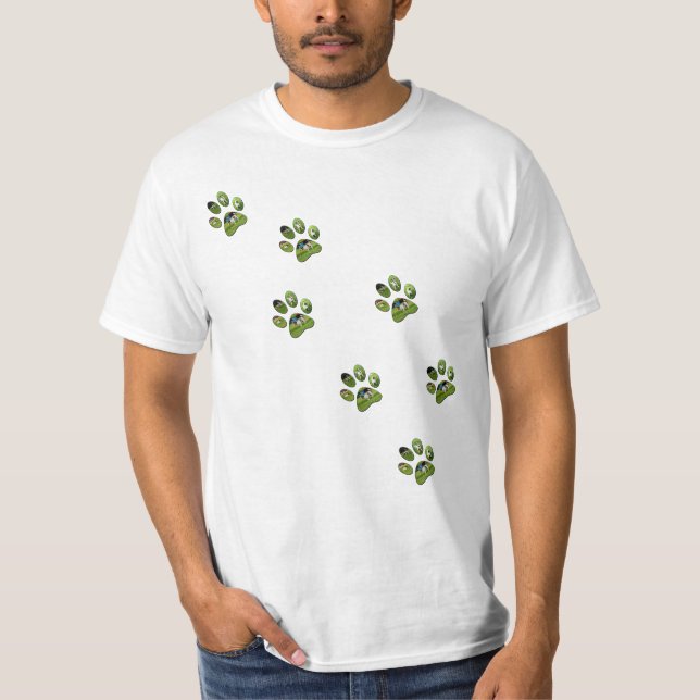 Walking Fox Terrier Paw Prints, T-Shirt (Front)