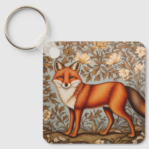 Walking Fox William Morris Inspired  Keychain