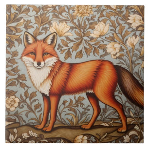 Walking Fox William Morris Inspired  Tile