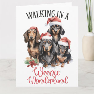 Walking In A Weenie Wonderland Dog Christmas Card