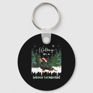 Walking In A Wiener Wonderland Dachshund  Keychain