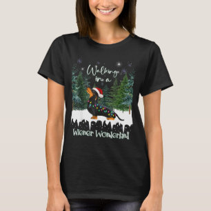 Walking In A Wiener Wonderland Dachshund  T-Shirt