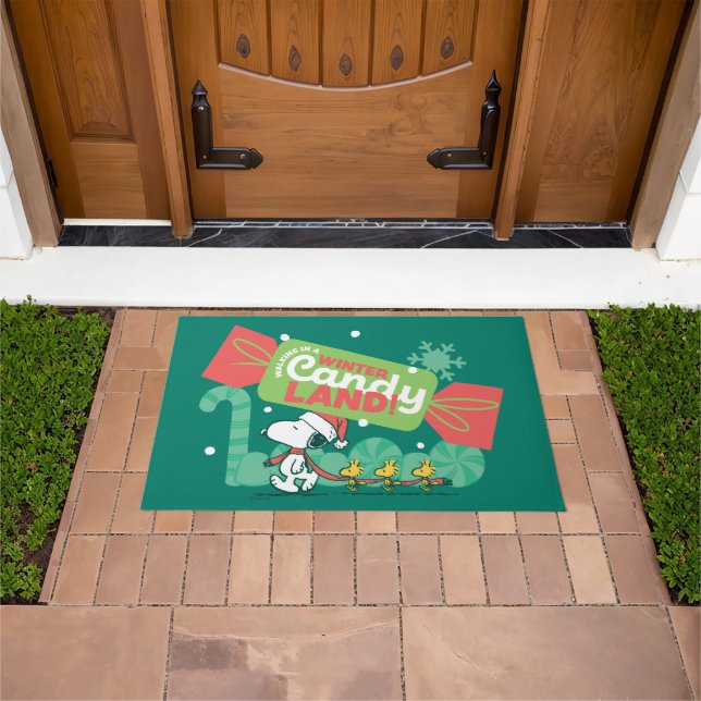Walking In A Winter Candy Land! Doormat (Outdoor)