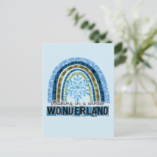 Walking in a Winter Wonderland Blue Rainbow Postcard