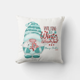WALKING IN A WINTER WONDERLAND gnome christmas Throw Pillow