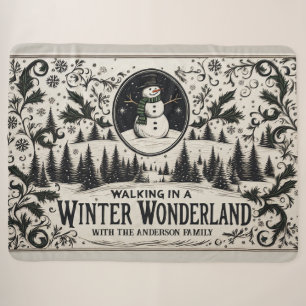 Walking in a Winter Wonderland Snowman Sherpa Blanket