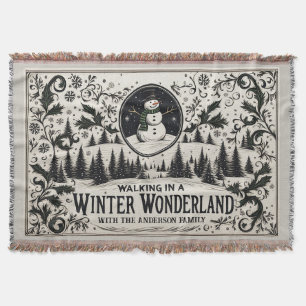 Walking in a Winter Wonderland Snowman Throw Blanket