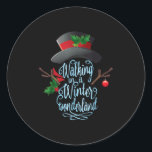 Walking In A Winter Wonderland Snowman Vintage Chr Classic Round Sticker<br><div class="desc">Walking In A Winter Wonderland Snowman Vintage Christmas</div>