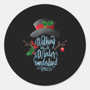 Walking In A Winter Wonderland Snowman Vintage Chr Classic Round Sticker