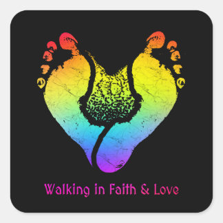 Walking in Faith & Love Christian Design Square Sticker