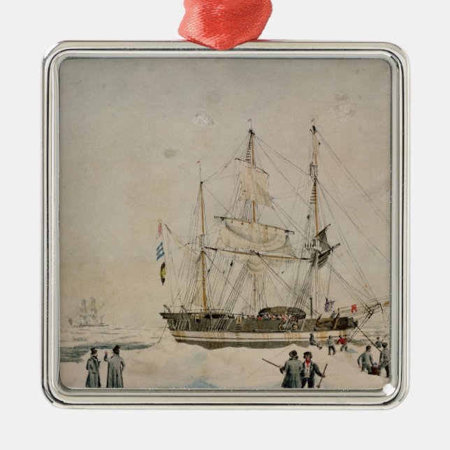 Walking in the Pack, Ross Expedition, 1842 Metal Ornament (Front)