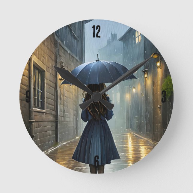 Walking in the rain round clock (Front)