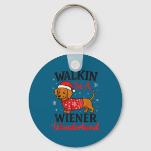 Walking In Weiner Wonderland Mini Dachshund Christ Keychain