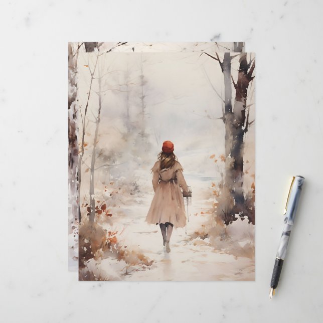 Walking in Winter Woodland Scrapbook Paper (Front/Back In Situ)