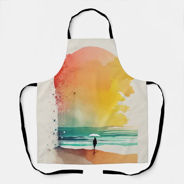 Walking into the Waves Abstract Beach Art Apron (Front)