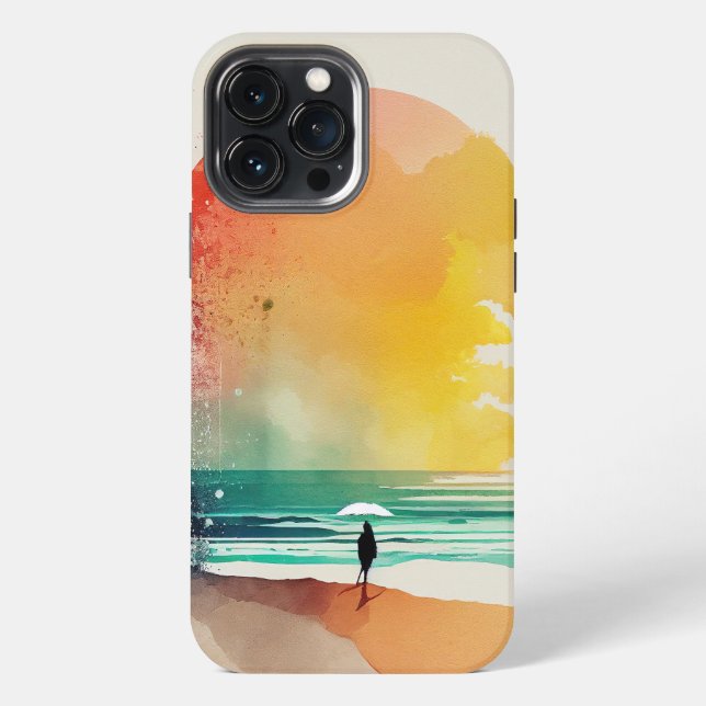 Walking into the Waves Abstract Beach Art iPhone Case (Back)