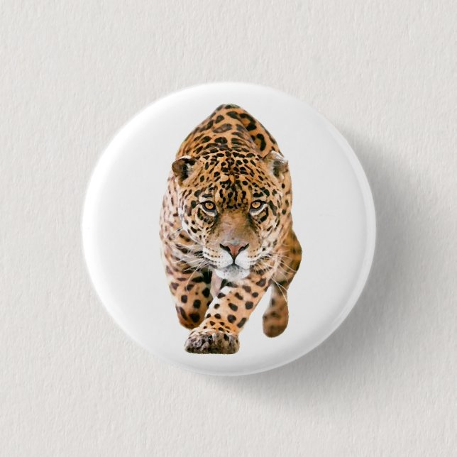 Walking Jaguar Eyes 1 Inch Round Button (Front)
