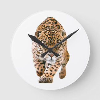 Walking Jaguar Eyes Round Clock