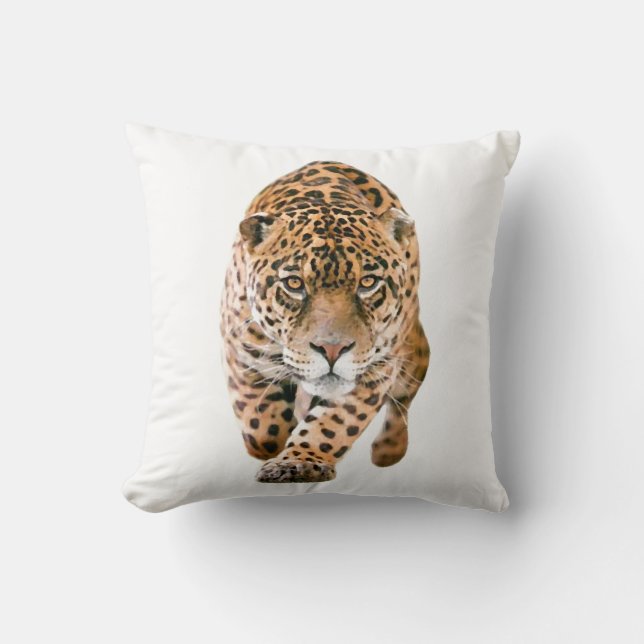 Walking Jaguar Eyes Throw Pillow (Front)