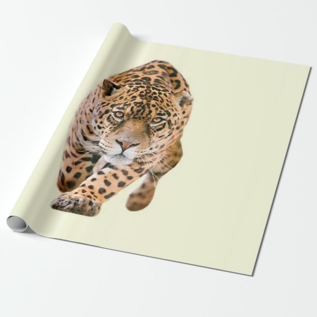 Walking Jaguar Eyes Wrapping Paper (Unrolled)