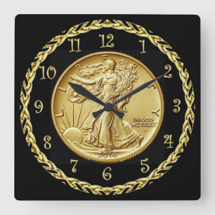Walking Liberty Centennial Gold Coin Image ~ Square Wall Clock
