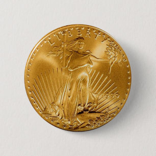 Walking Liberty Golden Coin 2 Inch Round Button
