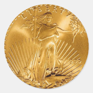 Walking Liberty Golden Coin Classic Round Sticker