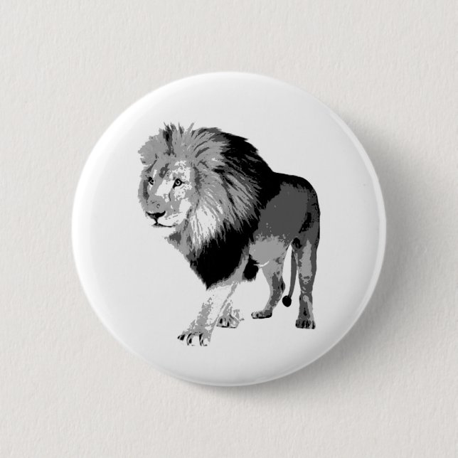 Walking Lion 2 Inch Round Button (Front)